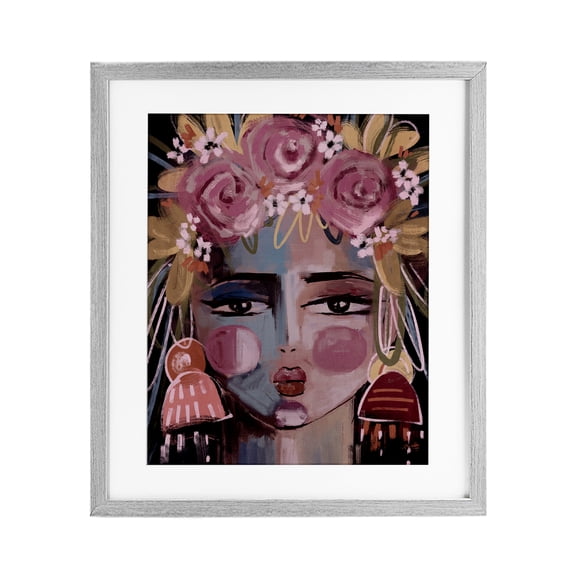 Stupell Industries Modern Diva Female Portrait Gray Framed Print Under Glass design by Anna Lischenko, 21 x 17