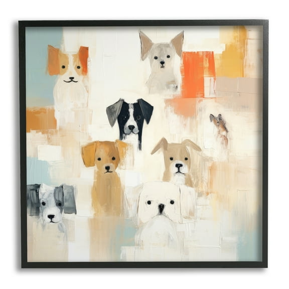 Stupell Industries Modern Dog Collage Animals & Insects Painting Black Framed Art Print Wall Art, 12 x 12
