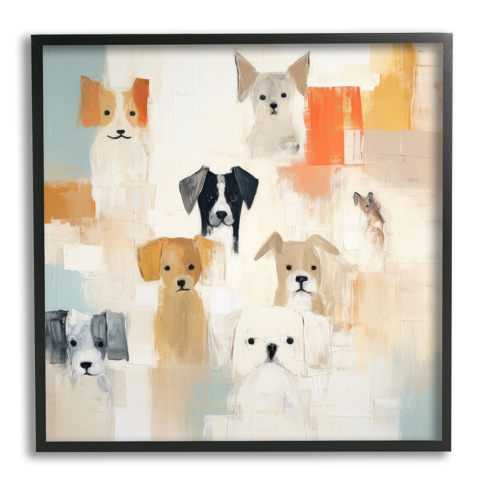 Stupell Industries Modern Dog Collage Animals & Insects Painting Black Framed Art Print Wall Art, 24 x 24
