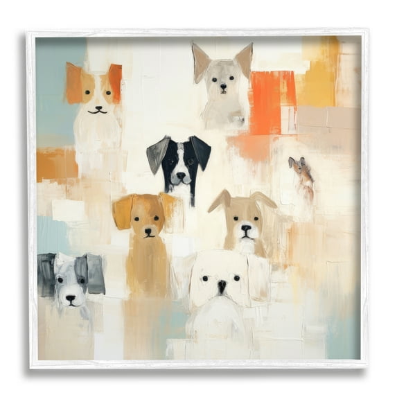 Stupell Industries Modern Dog Collage Animals & Insects Painting White Framed Art Print Wall Art, 12 x 12