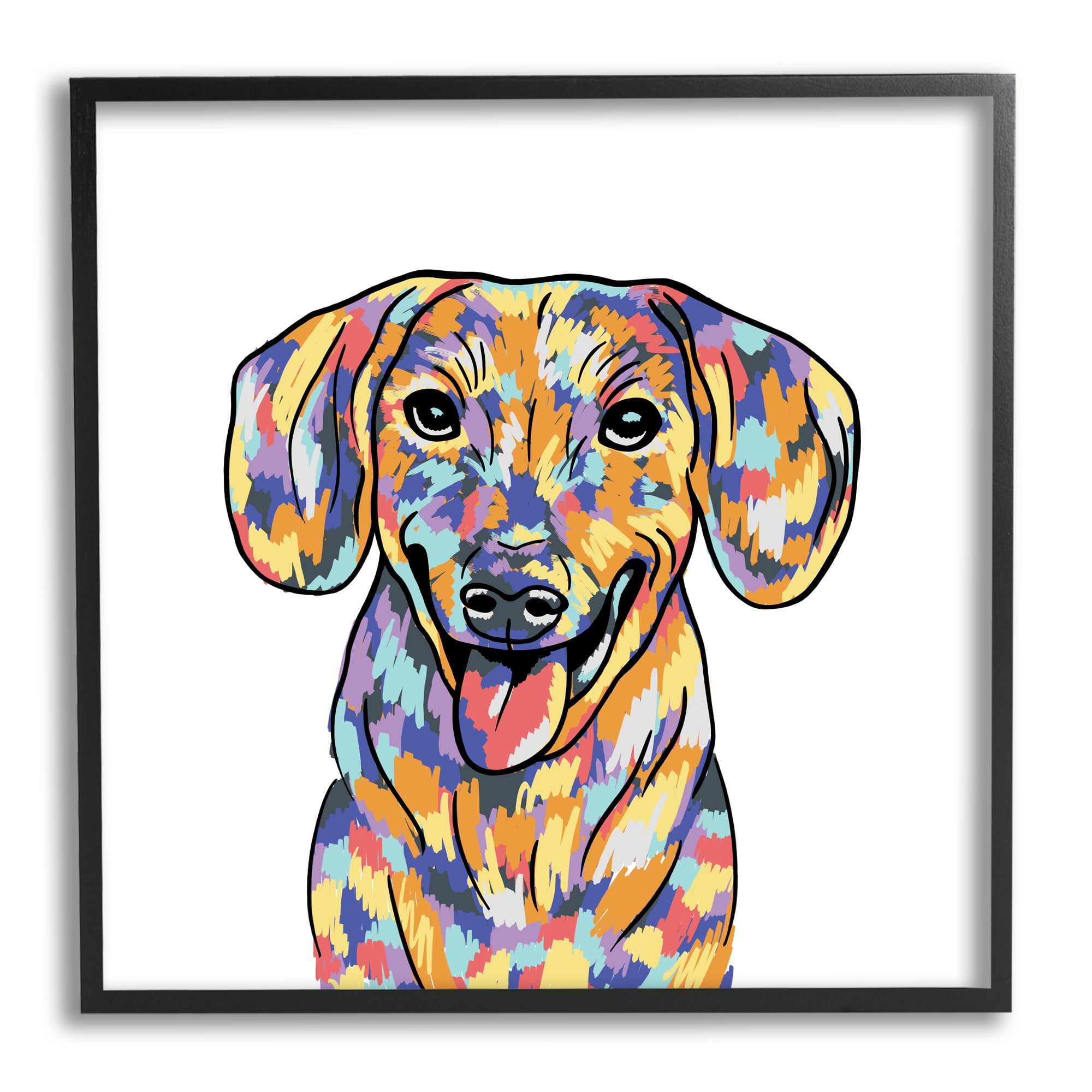 Stupell Industries Modern Dog Portrait Animals & Insects Painting Black Framed Art Print Wall Art, 12 x 12