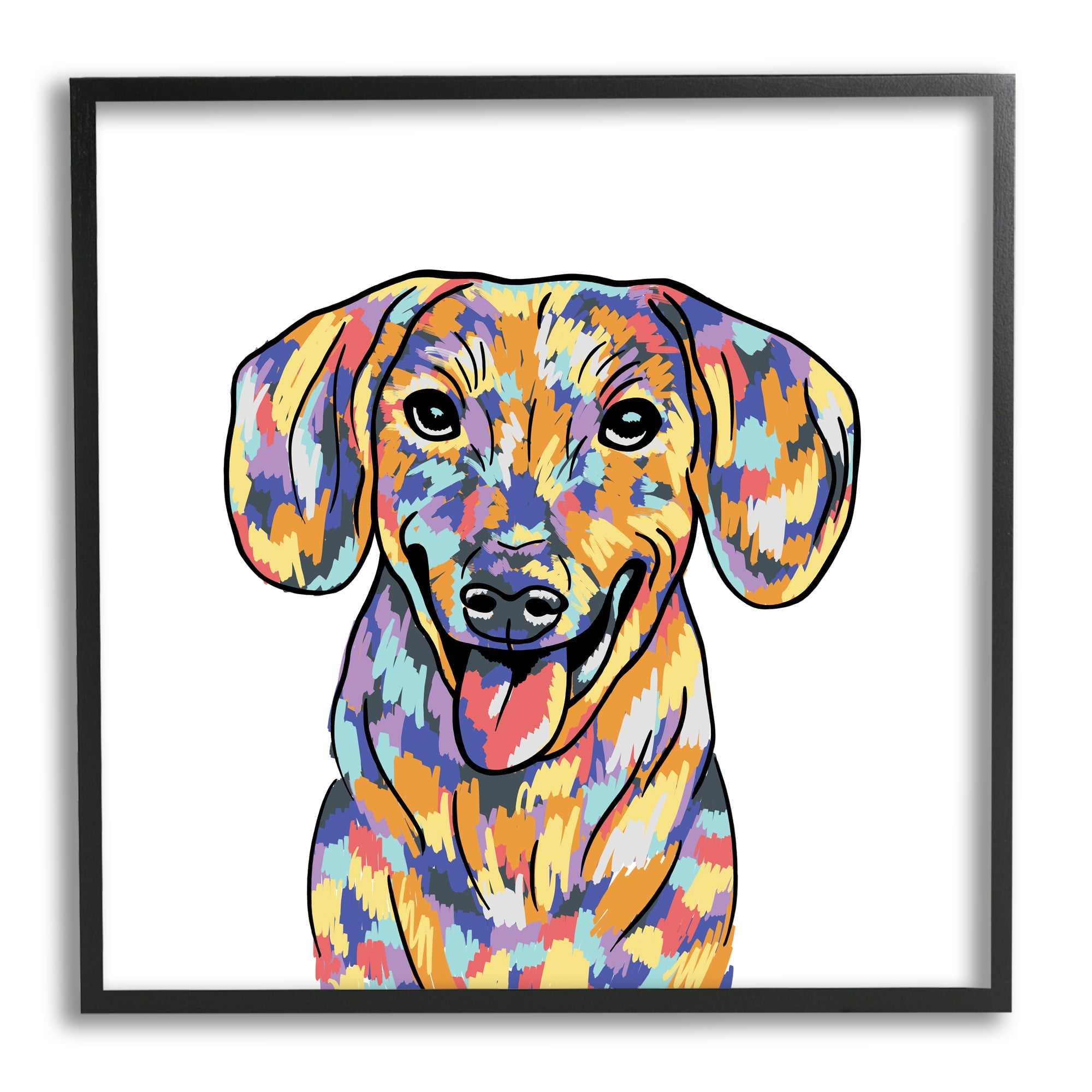 Stupell Industries Modern Dog Portrait Animals & Insects Painting Black Framed Art Print Wall Art, 24 x 24