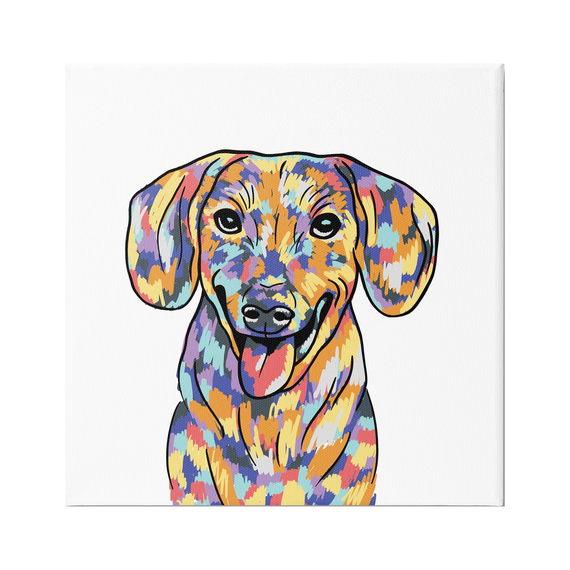 Stupell Industries Modern Dog Portrait Animals & Insects Painting Gallery Wrapped Canvas Print Wall Art, 17 x 17