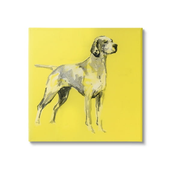 Stupell Industries Modern Dog on Yellow Animals & Insects Painting Gallery Wrapped Canvas Art Print Wall Art, 17 x 17