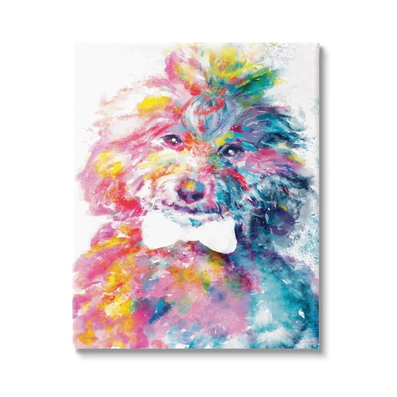 Stupell Industries Modern Dog with Bowtie Animals & Insects Painting Gallery Wrapped Canvas Print Wall Art, 16 x 20