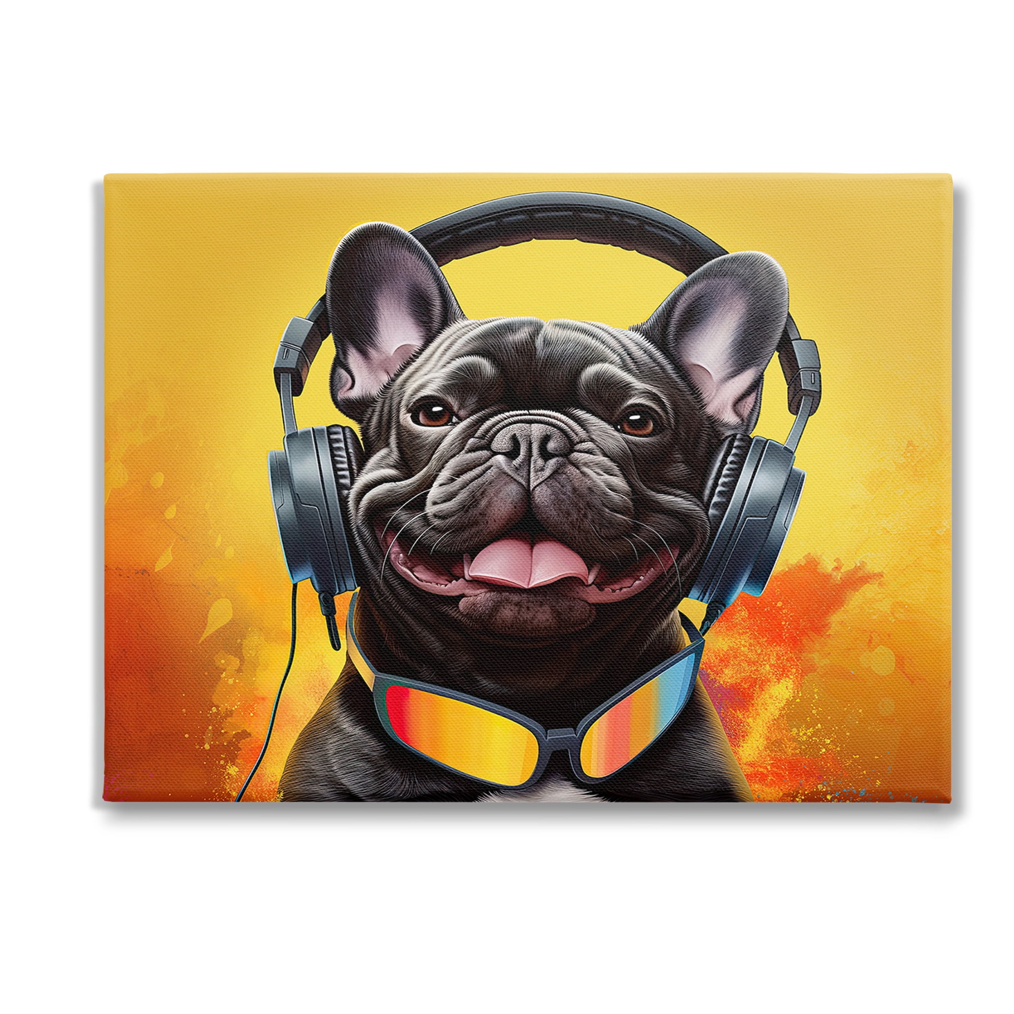 Stupell Industries Modern Dog with Headphones Canvas Art Print 20
