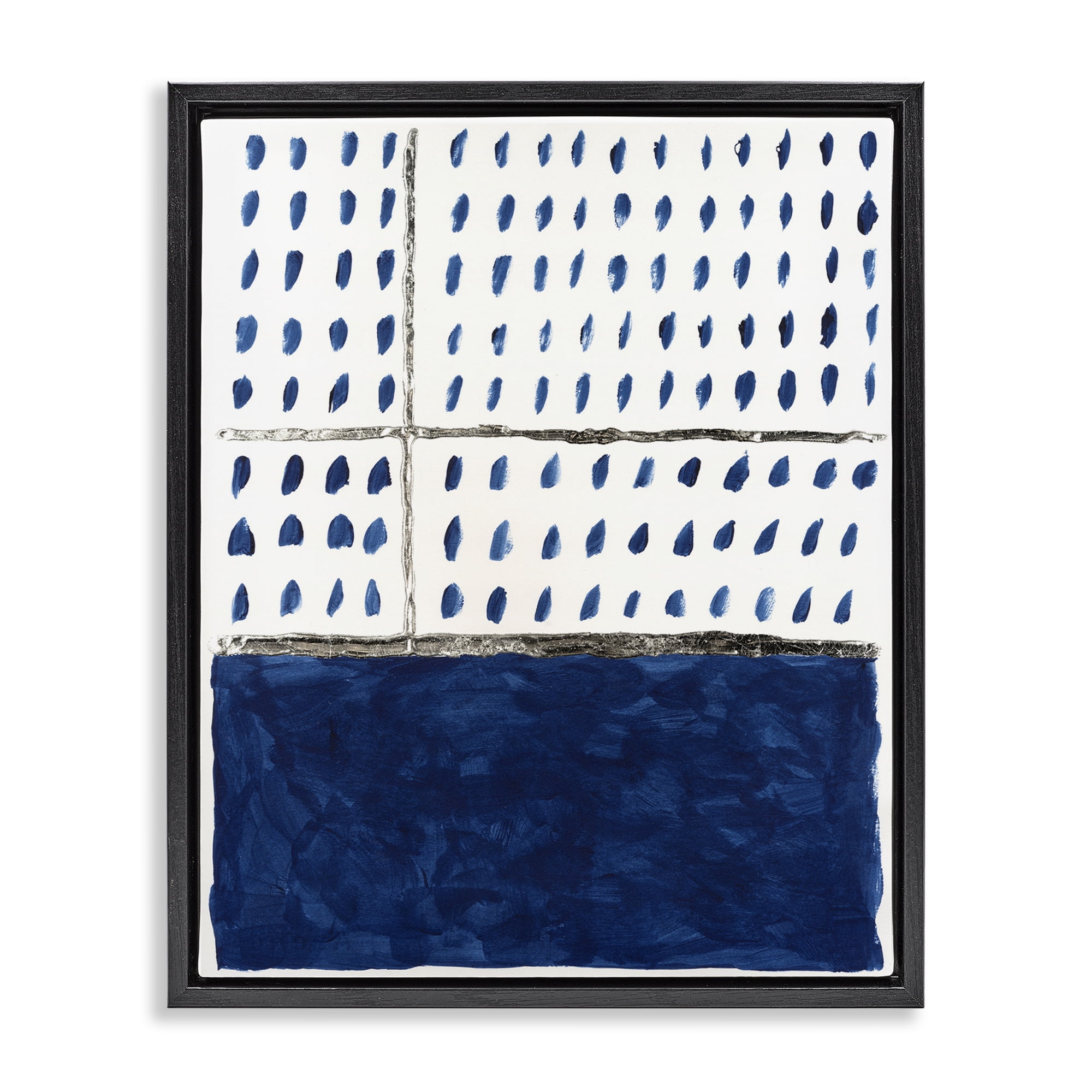 Stupell Industries Modern Dot Pattern Abstract Painting Black Floater Framed Canvas Art Print Wall Art, 25 x 31