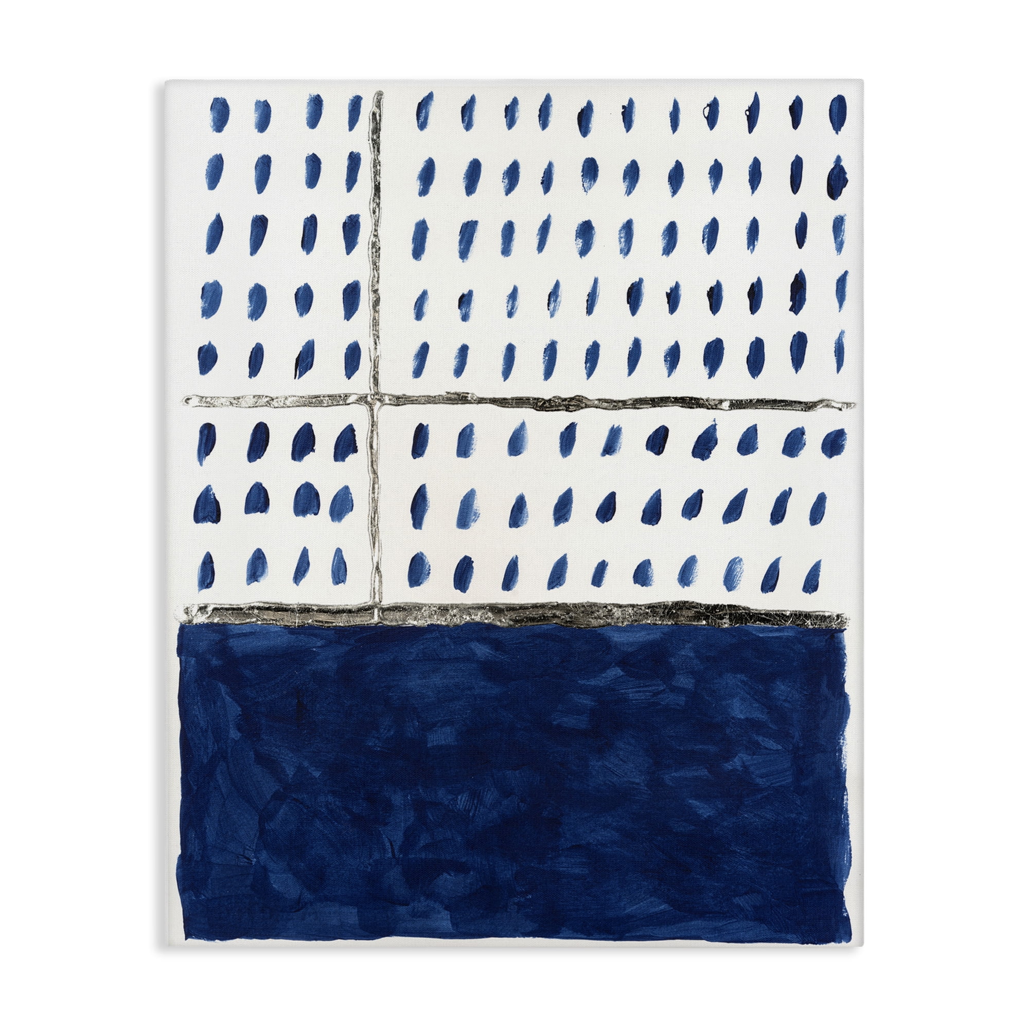 Blue and White Abstract Dot Pattern Canvas Wall Art, 16 x 20