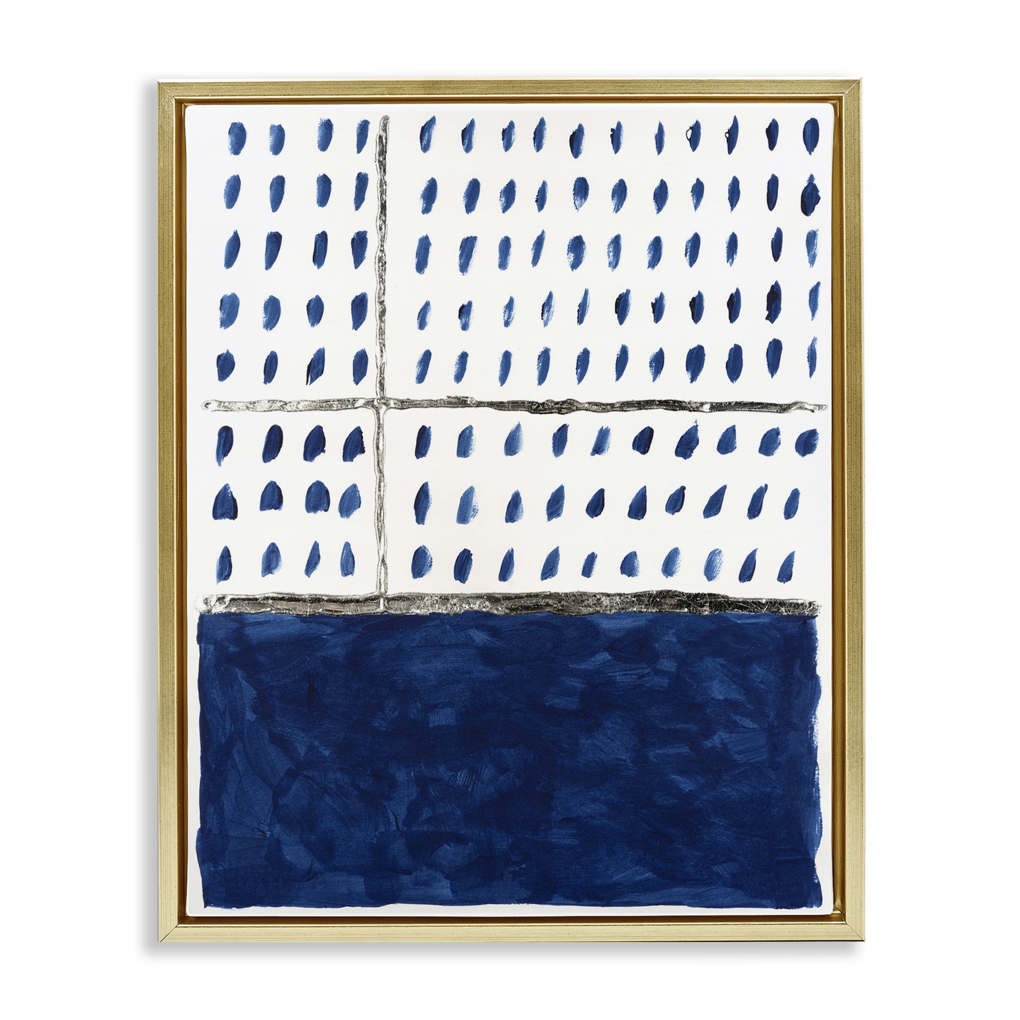 Stupell Industries Modern Dot Pattern Abstract Painting Gold Floater Framed Canvas Art Print Wall Art, 17 x 21