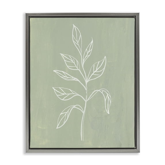 Stupell Industries Modern Drooping Plant Leaves Gray Floating Frame Canvas Art, 17 x 21, by Patricia Pinto