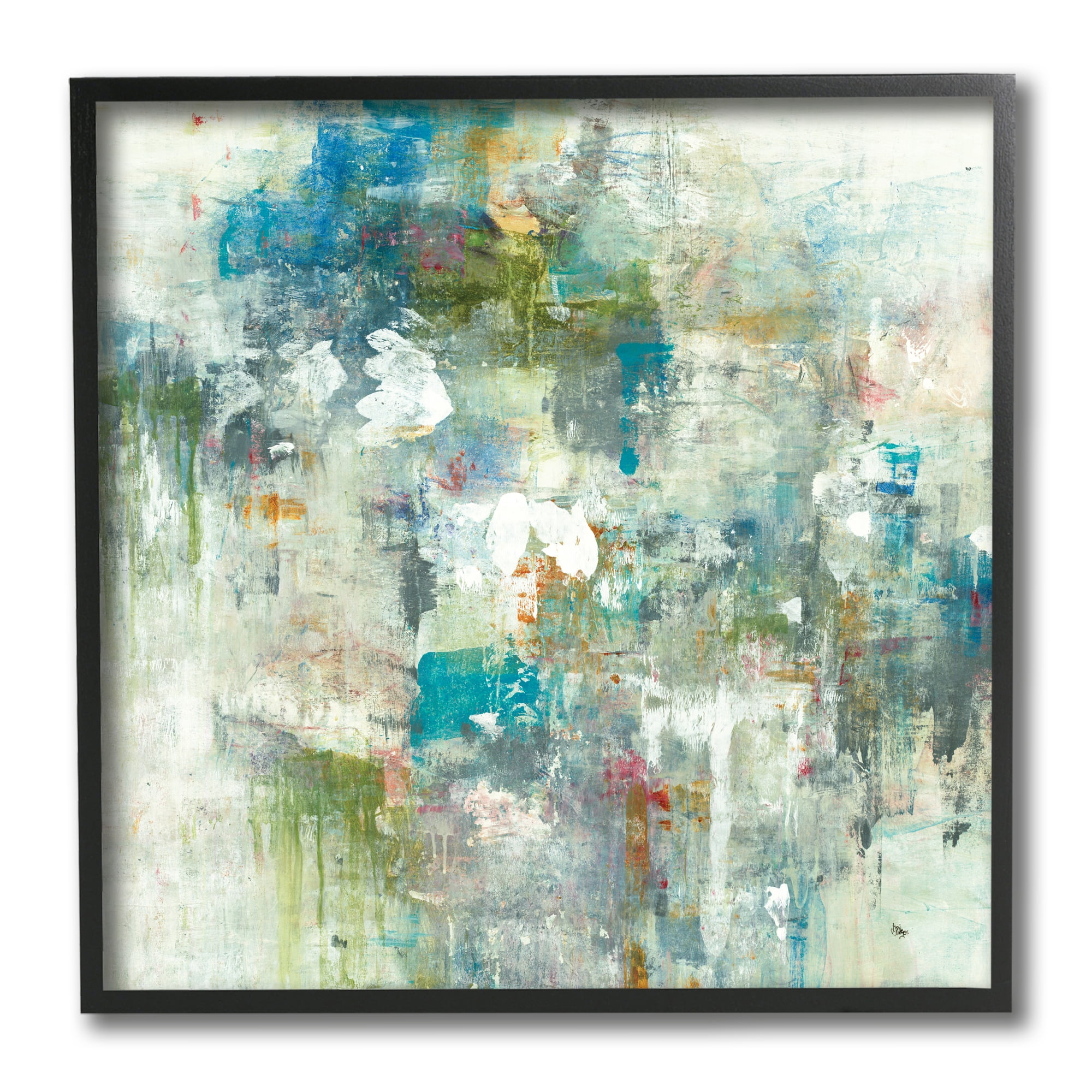 Stupell Industries Modern Earth Tone Abstraction Busy Blue Green,12 x 12,Designed by Lisa Ridgers