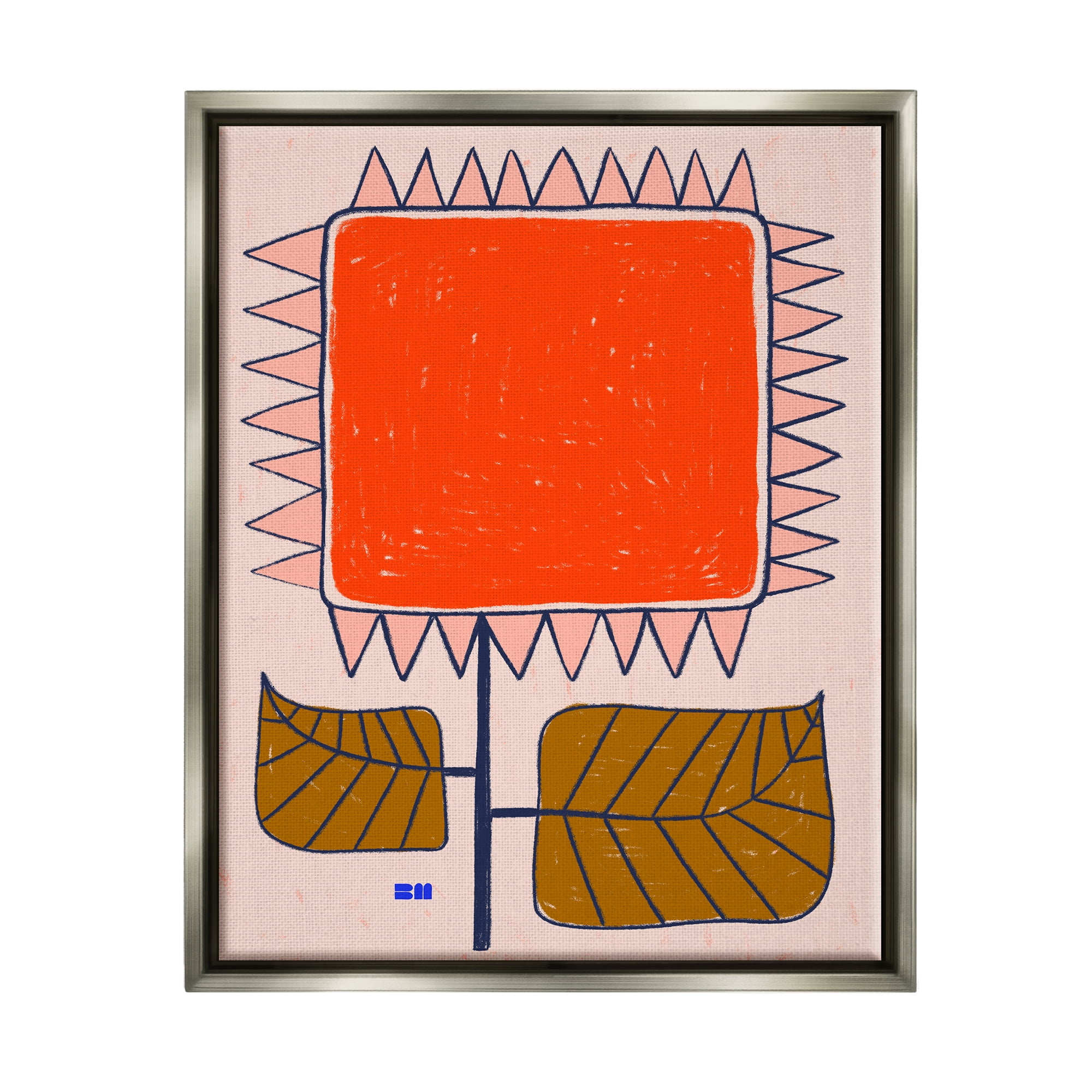 Modern Abstract Orange and Brown Botanical Canvas Art, 17 x 21