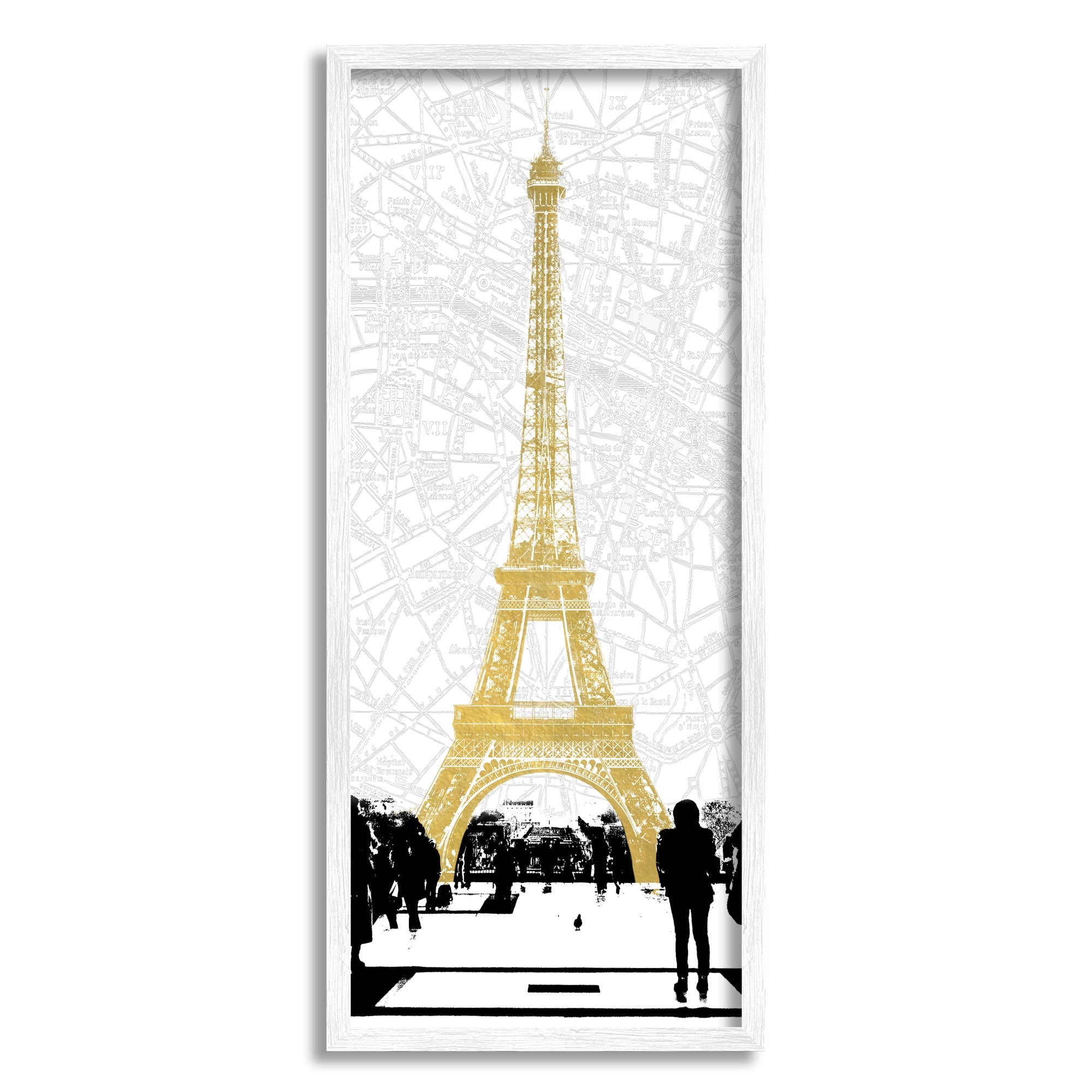 Stupell Industries Modern Eiffel Tower Crowded City Road Map , 10 x 24,Design by Susan Jill