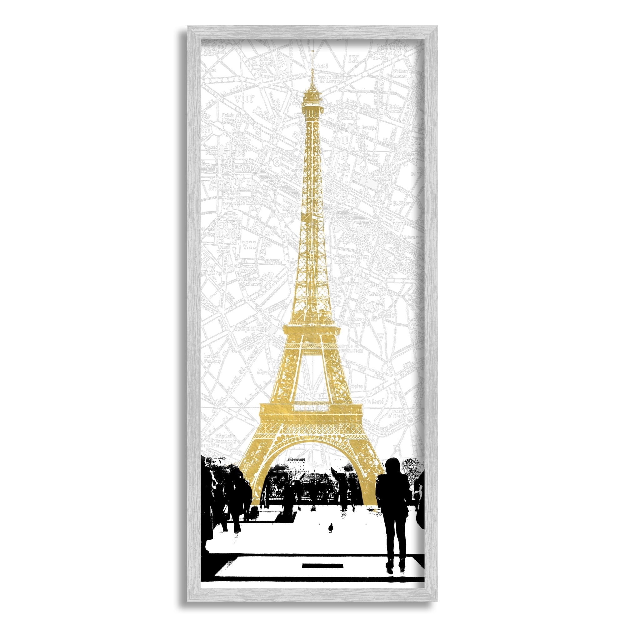 Stupell Industries Modern Eiffel Tower Crowded City Road Map , 13 x 30,Design by Susan Jill