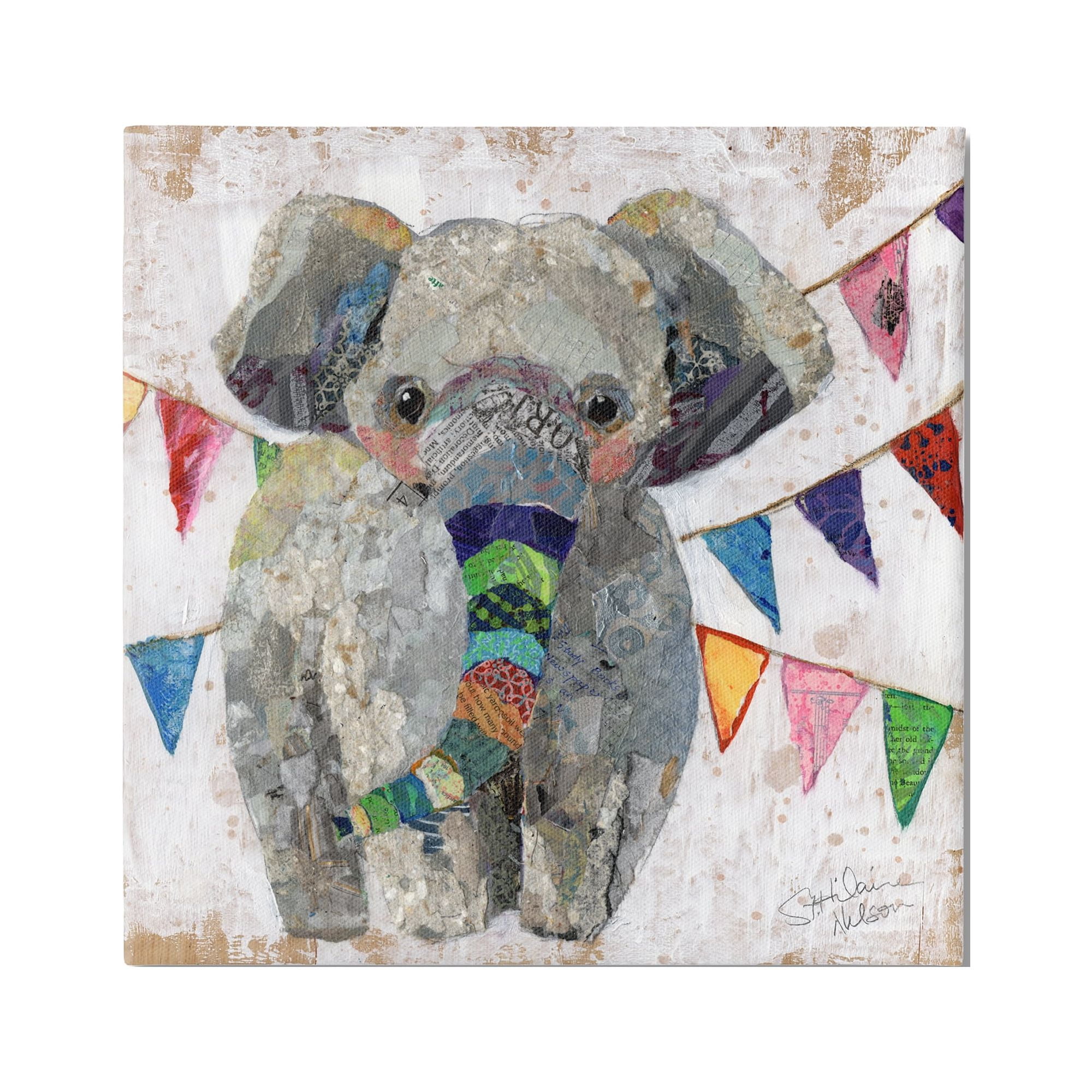 Stupell Industries Modern Elephant Painting Animals & Insects Painting Gallery Wrapped Canvas Art Print Wall Art, 24 x 24