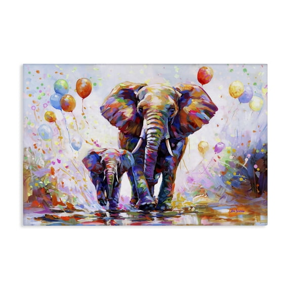 Stupell Industries Modern Elephants & Balloons Canvas Art, 30 x 20, by Leon Devenice