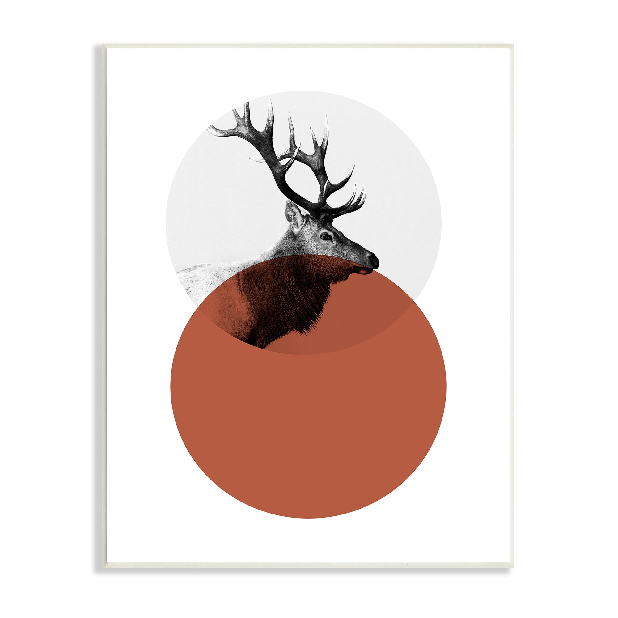 Stupell Industries Modern Elk Portrait Bold Red Terracotta Layered Circle Animals & Insects Photography Unframed Art Print Wall Art, 13 x 19