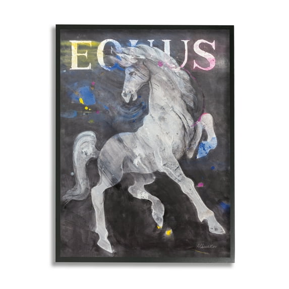 Stupell Industries Modern Equus Stallion Animals & Insects Painting Black Framed Art Print Wall Art, 16 x 20