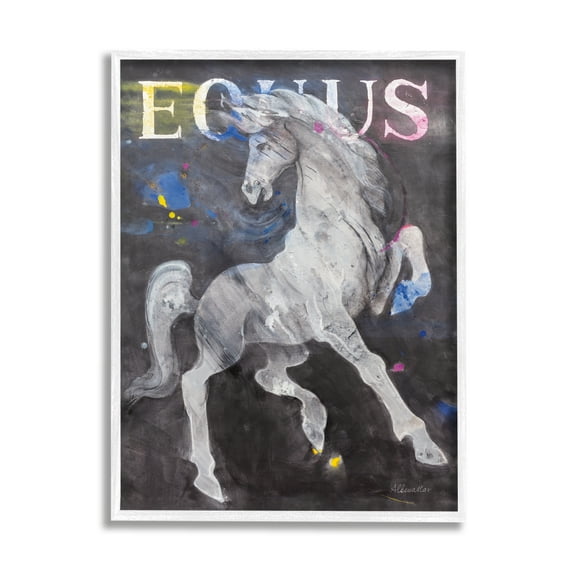 Stupell Industries Modern Equus Stallion Animals & Insects Painting White Framed Art Print Wall Art, 16 x 20