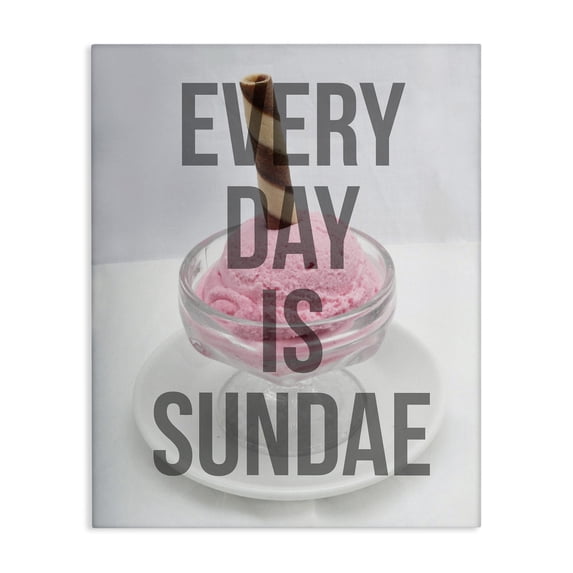 Stupell Industries Modern Every Day Is Sundae Pink Ice Cream Sundae Block Letter Typography Canvas Art, 36 x 48, by Lil' Rue