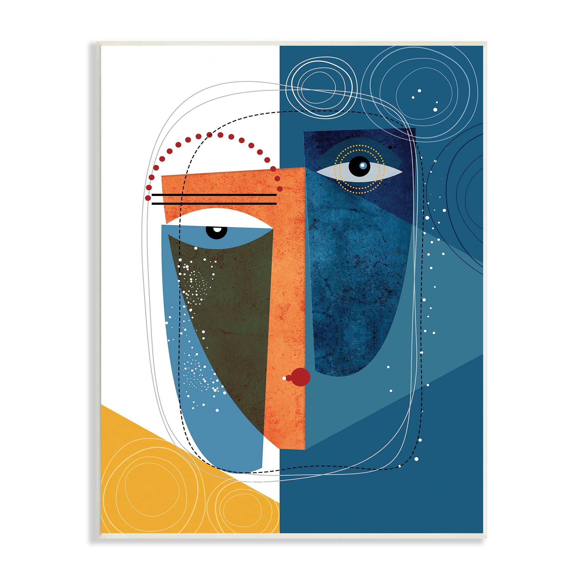 Stupell Industries Modern Facial Abstraction Contrasting Deco Eye Shapes, 10 x 15, Designed by Ishita Banerjee