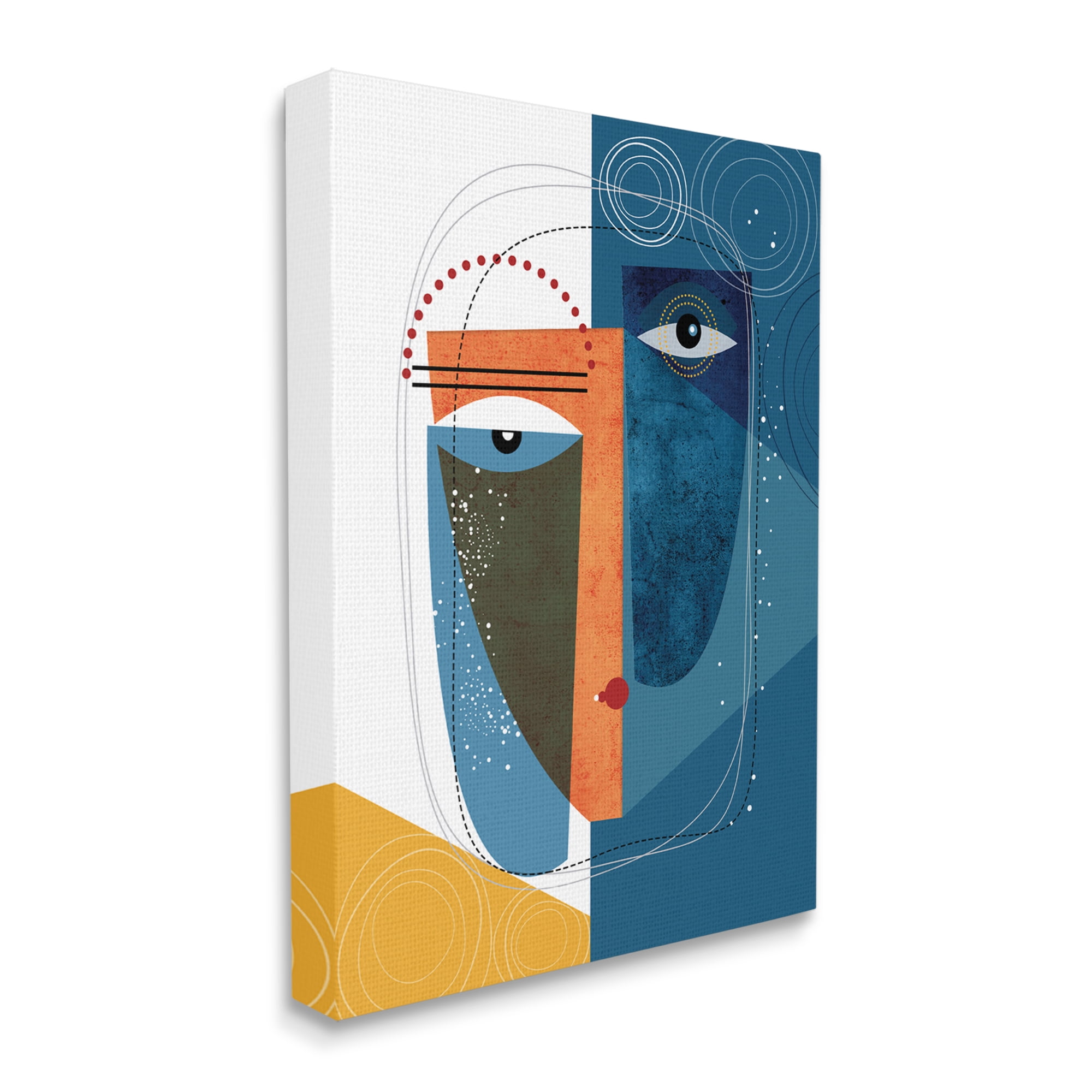 Stupell Industries Modern Facial Abstraction Contrasting Deco Eye Shapes, 16 x 20, Designed by Ishita Banerjee