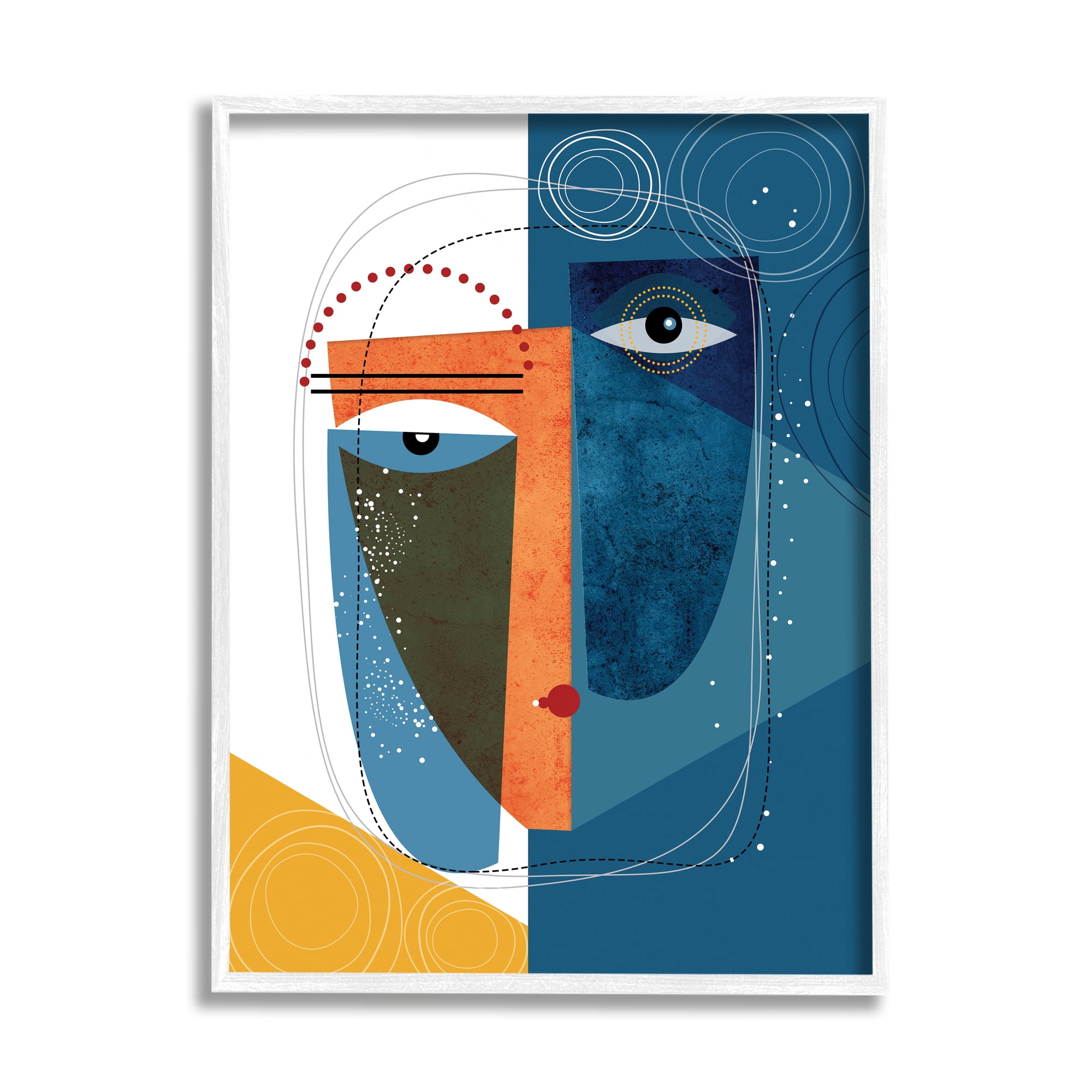 Stupell Industries Modern Facial Abstraction Contrasting Deco Eye Shapes, 16 x 20, Designed by Ishita Banerjee