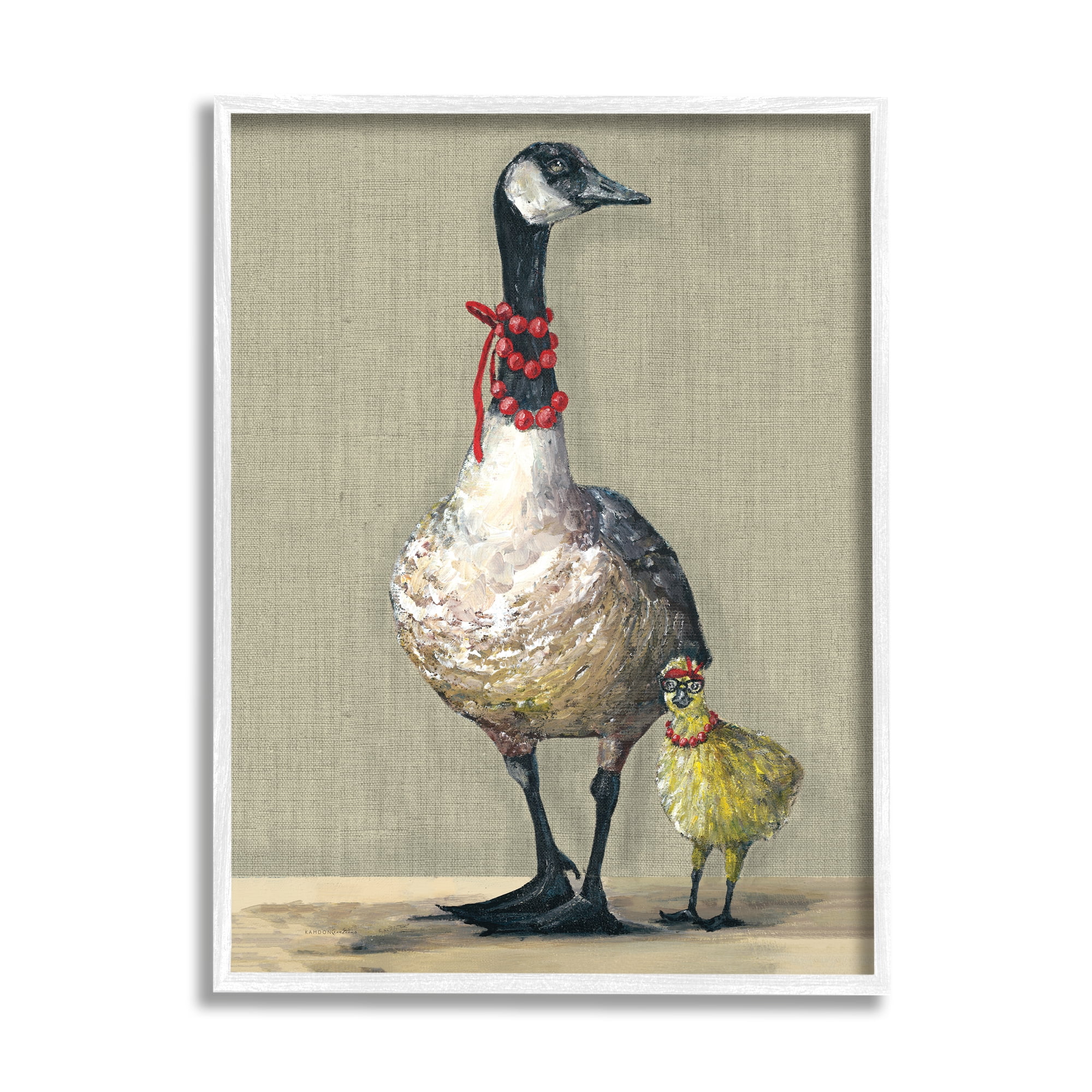 Stupell Industries Modern Fancy Mama Goose Walking Well Dressed Gosling,11 x 14, Design by Kamdon Kreations