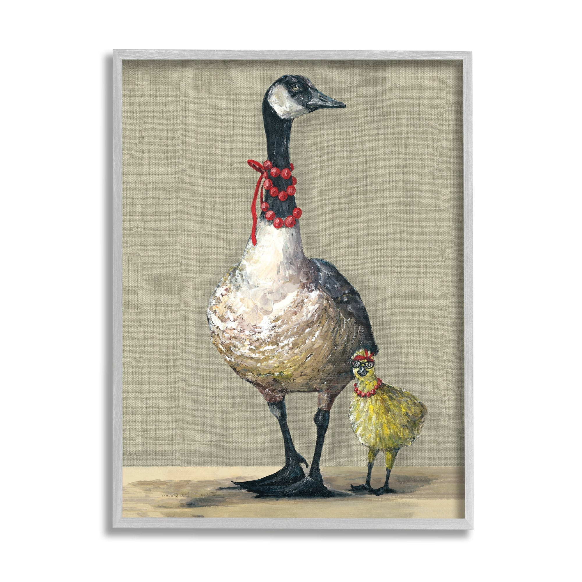 Stupell Industries Modern Fancy Mama Goose Walking Well Dressed Gosling,11 x 14, Design by Kamdon Kreations
