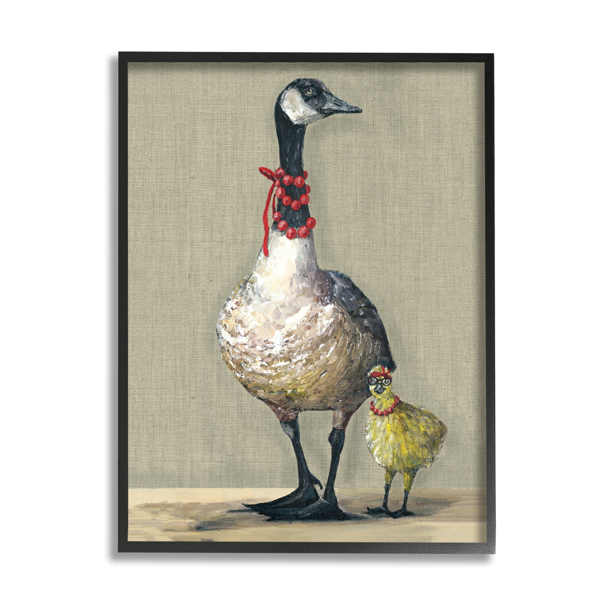 Stupell Industries Modern Fancy Mama Goose Walking Well Dressed Gosling,11 x 14, Design by Kamdon Kreations