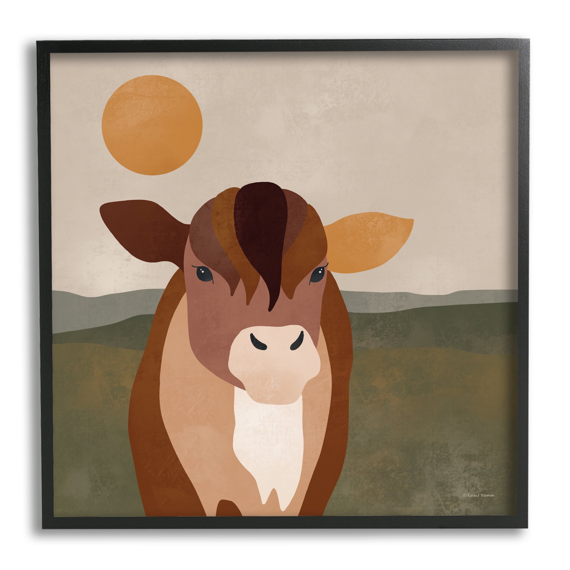 Stupell Industries Modern Farm Animal Animals & Insects Painting Black Framed Art Print Wall Art, 24 x 24
