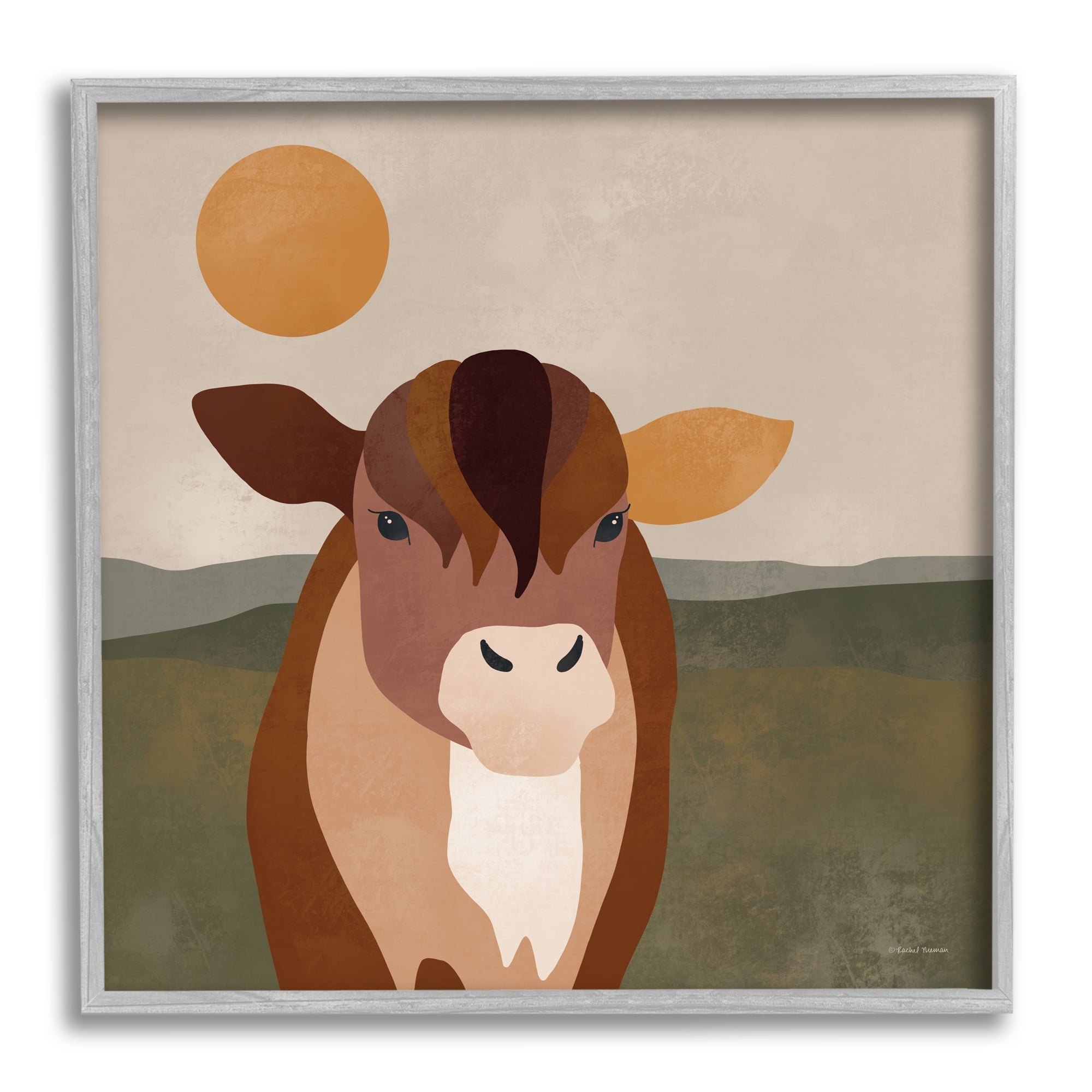 Stupell Industries Modern Farm Animal Animals & Insects Painting Gray Framed Art Print Wall Art, 24 x 24