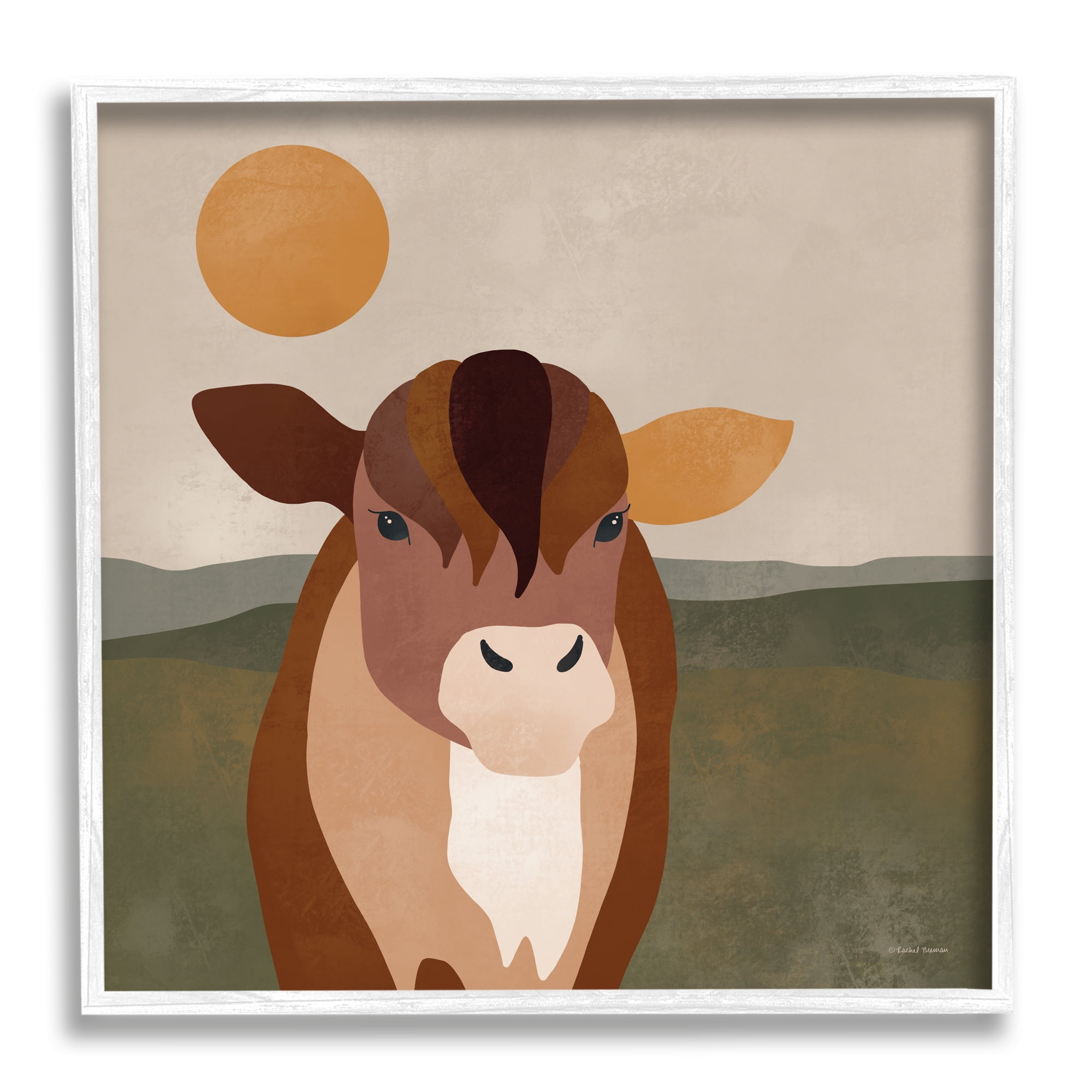 Stupell Industries Modern Farm Animal Animals & Insects Painting White Framed Art Print Wall Art, 12 x 12