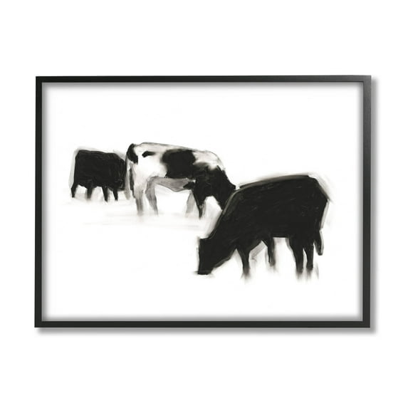 Stupell Industries Modern Farm Cow Silhouettes Graphic Art Black Framed Art Print Wall Art, Design by Ethan Harper