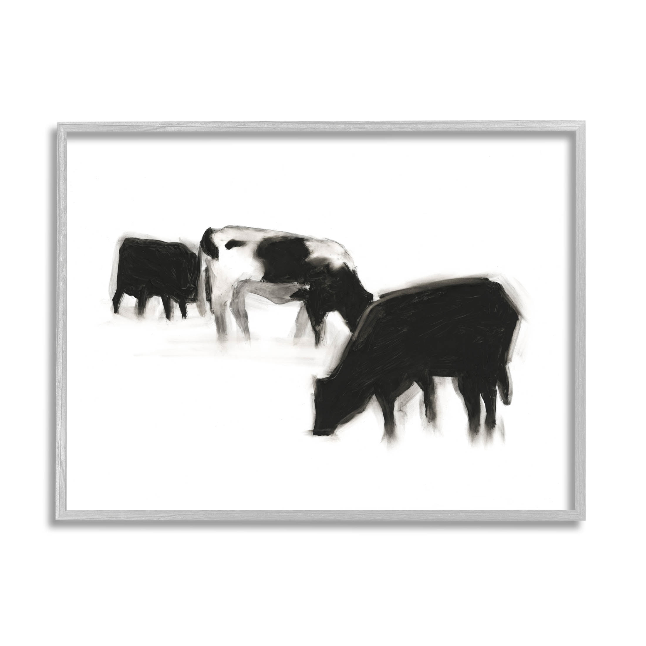 Stupell Industries Modern Farm Cow Silhouettes Graphic Art Gray Framed Art Print Wall Art, Design by Ethan Harper