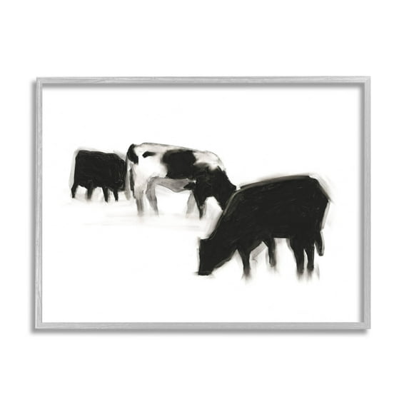 Stupell Industries Modern Farm Cow Silhouettes Graphic Art Gray Framed Art Print Wall Art, Design by Ethan Harper