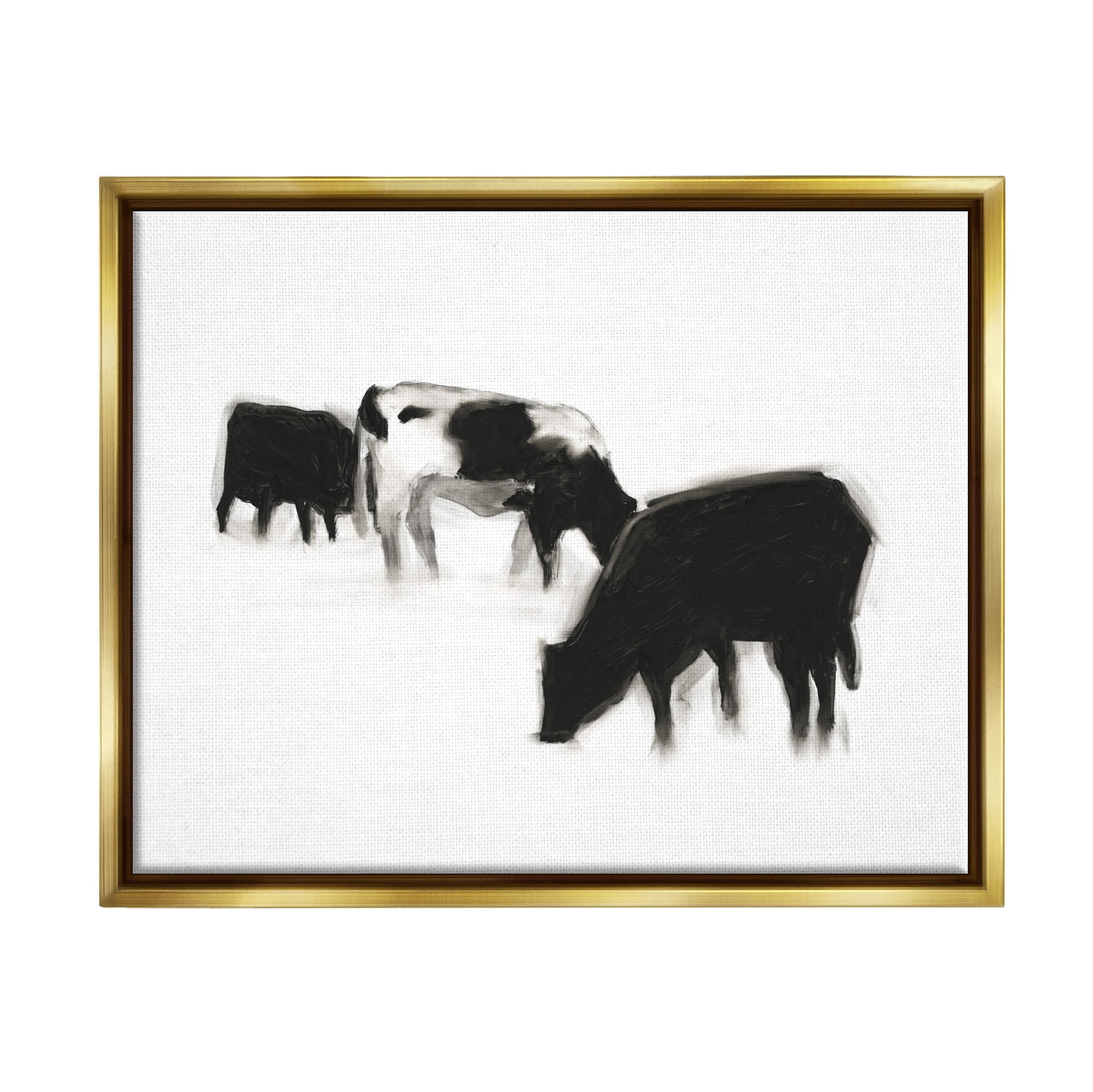 Stupell Industries Modern Farm Cow Silhouettes Graphic Art Metallic Gold Floating Framed Canvas Print Wall Art, Design by Ethan Harper