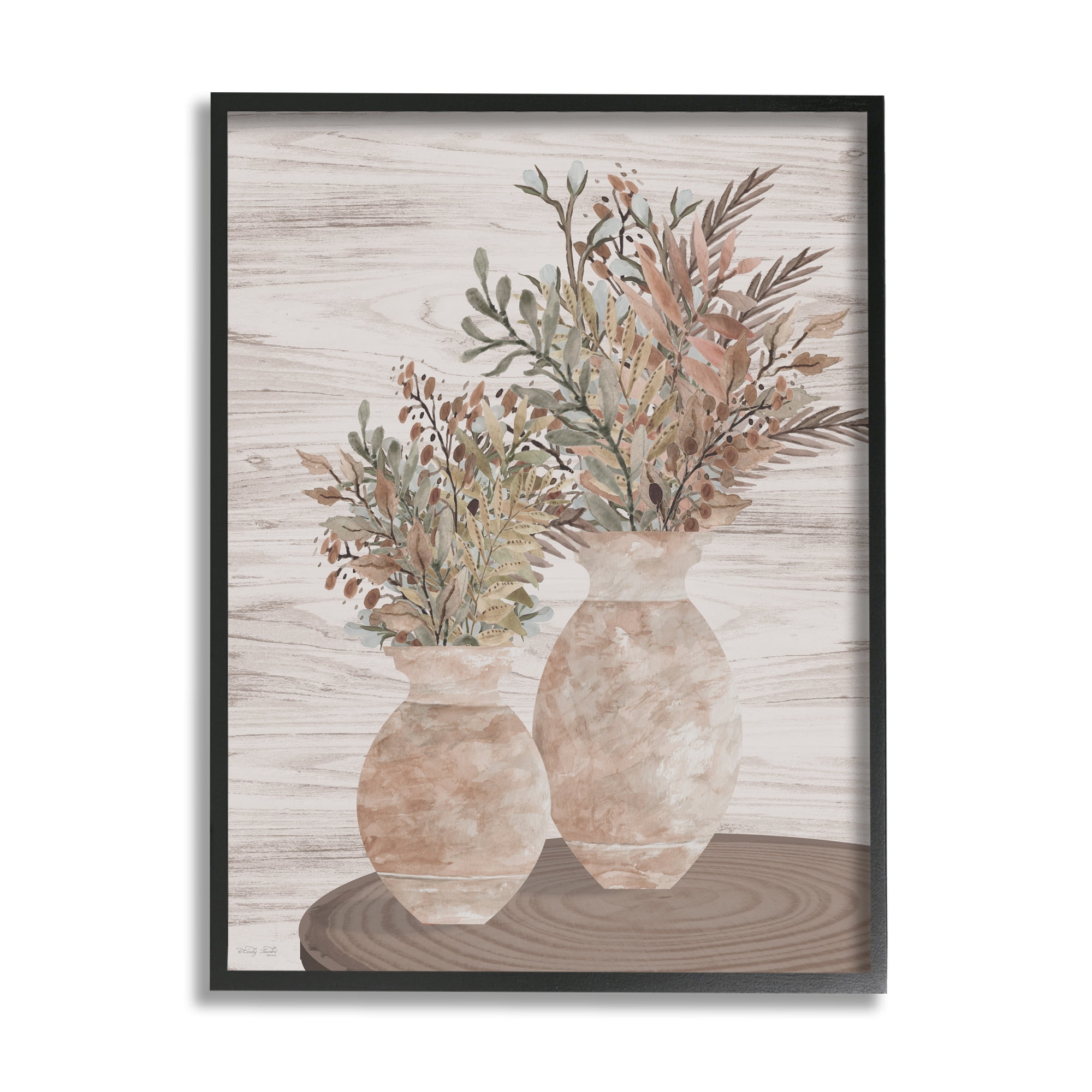 Stupell Industries Modern Farmhouse Blooms Botanical & Floral Painting Black Framed Art Print Wall Art, 24 x 30