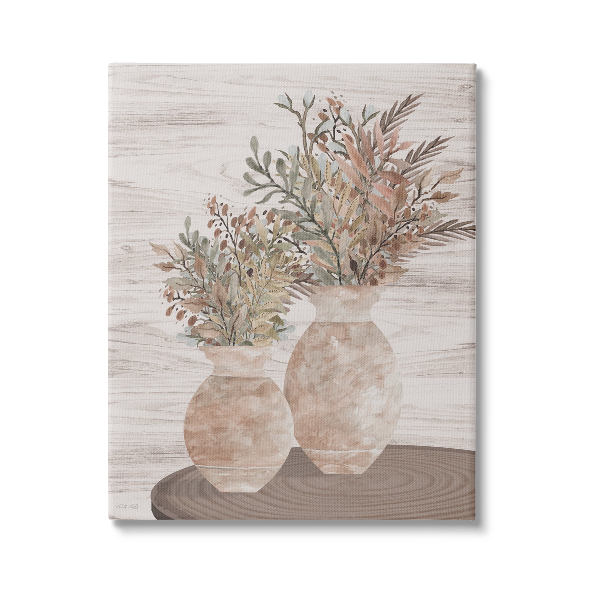 Stupell Industries Modern Farmhouse Blooms Botanical & Floral Painting Gallery Wrapped Canvas Art Print Wall Art, 16 x 20