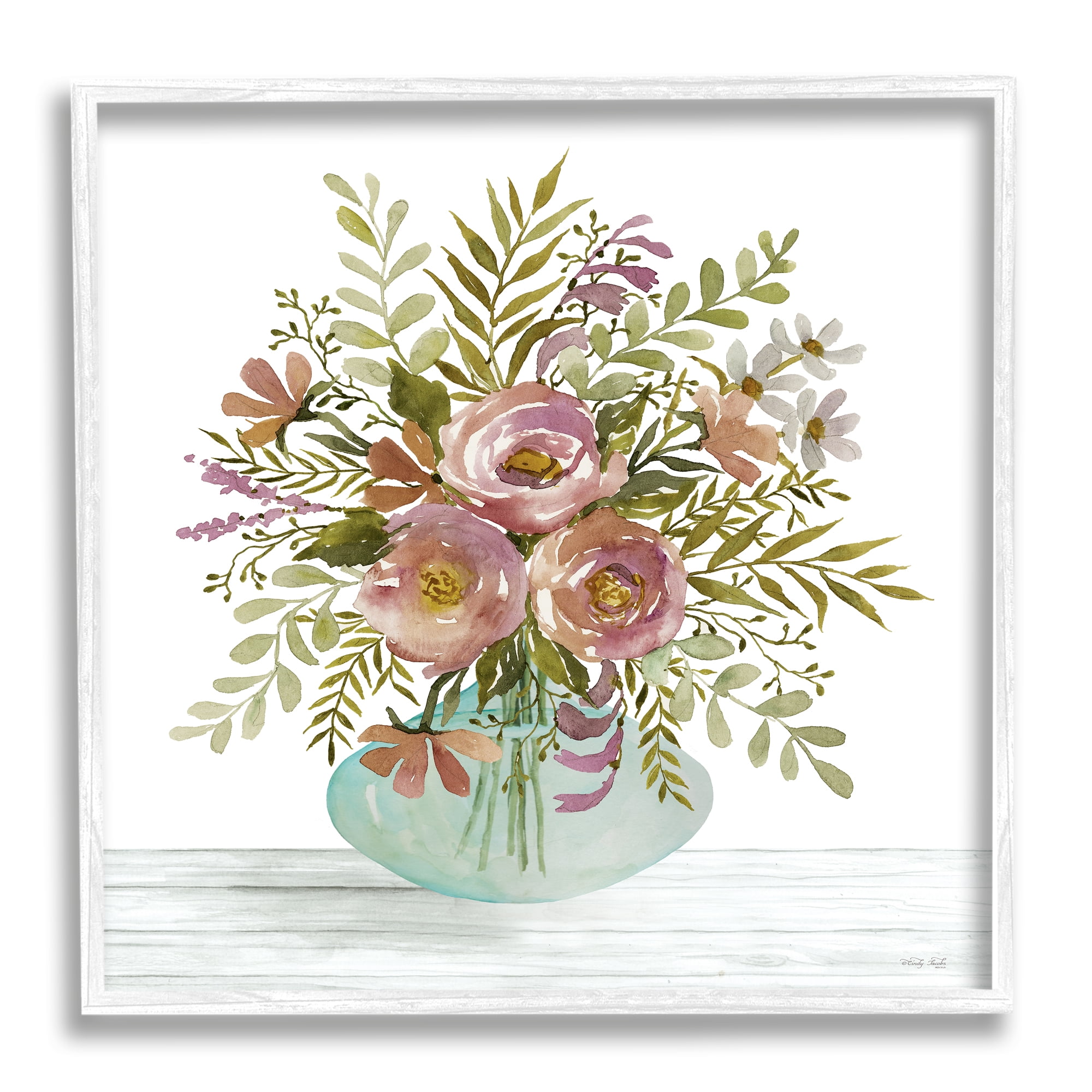 Stupell Industries Modern Farmhouse Bouquet Botanical & Floral Painting White Framed Art Print Wall Art, 24 x 24