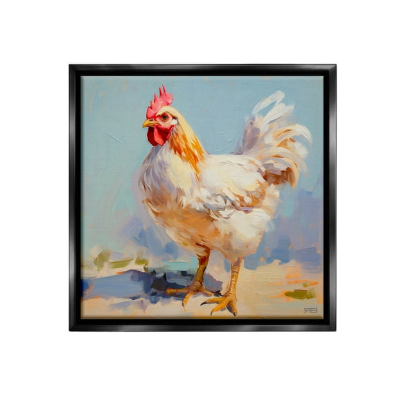 Stupell Industries Modern Farmhouse Hen Animals & Insects Painting Black Floater Framed Canvas Art Print Wall Art, 18 x 18