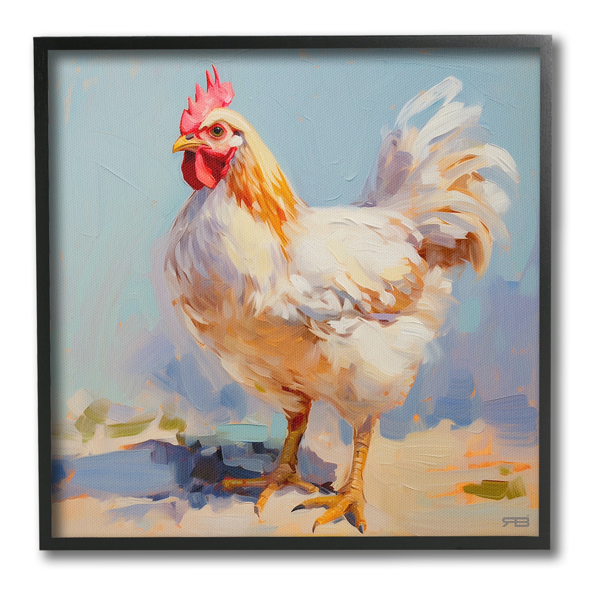 Stupell Industries Modern Farmhouse Hen Animals & Insects Painting Black Framed Art Print Wall Art, 24 x 24