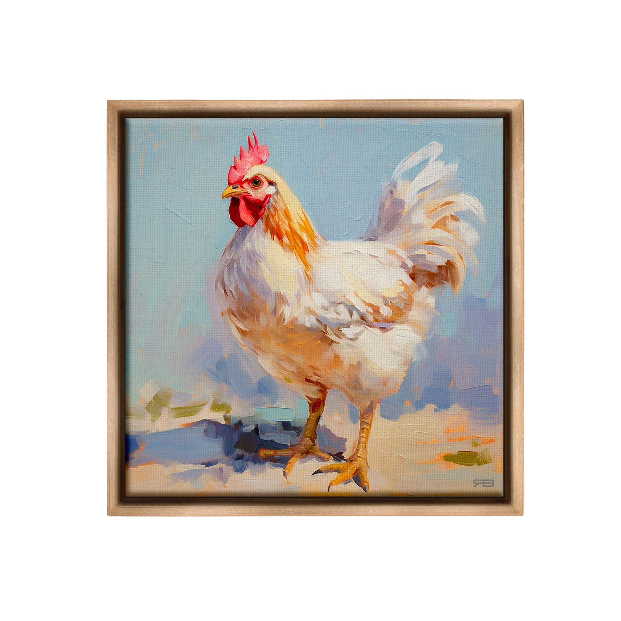 Stupell Industries Modern Farmhouse Hen Animals & Insects Painting Brown Floater Framed Canvas Art Print Wall Art, 18 x 18