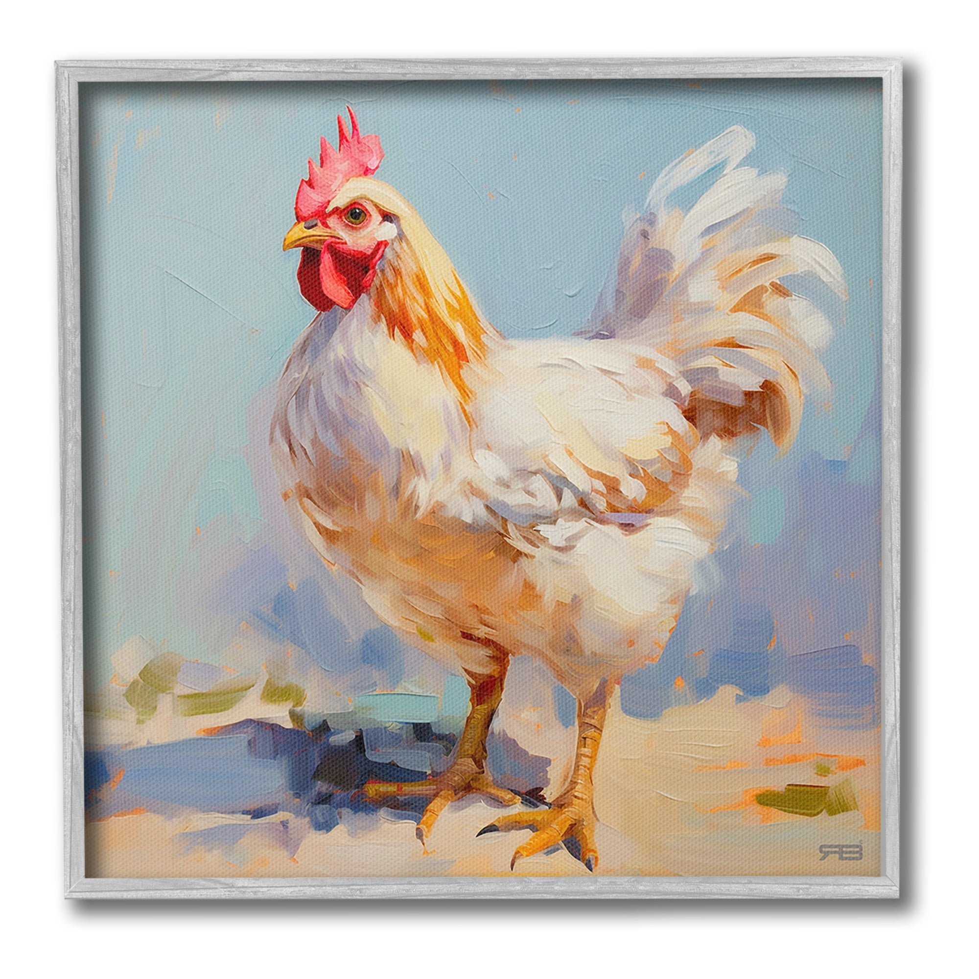 Stupell Industries Modern Farmhouse Hen Animals & Insects Painting Gray Framed Art Print Wall Art, 24 x 24