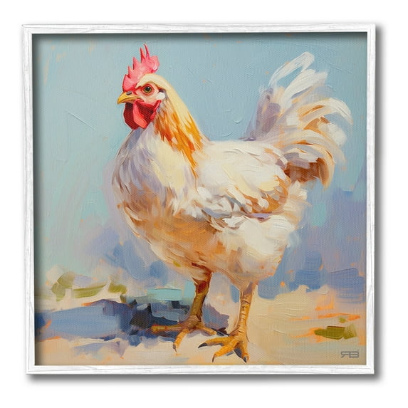 Stupell Industries Modern Farmhouse Hen Animals & Insects Painting White Framed Art Print Wall Art, 12 x 12