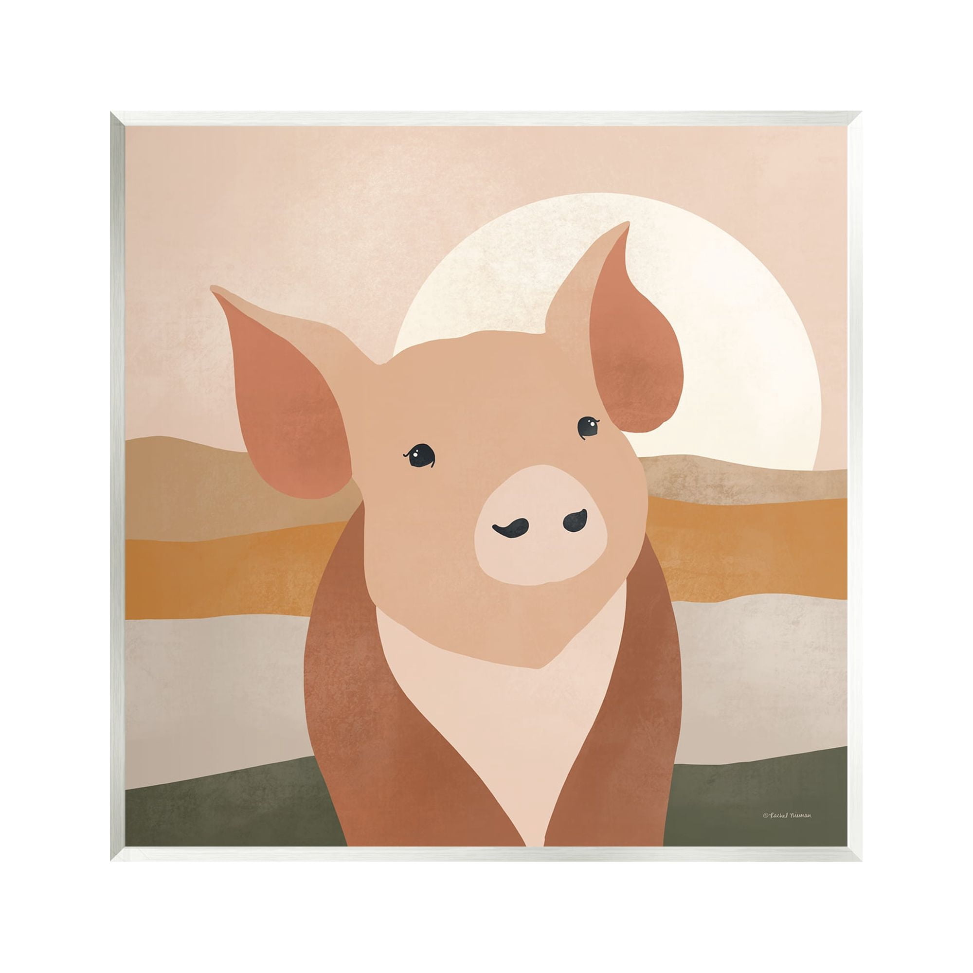 Stupell Industries Modern Farmhouse Pig Animals & Insects Painting Unframed Art Print Wall Art, 12 x 12