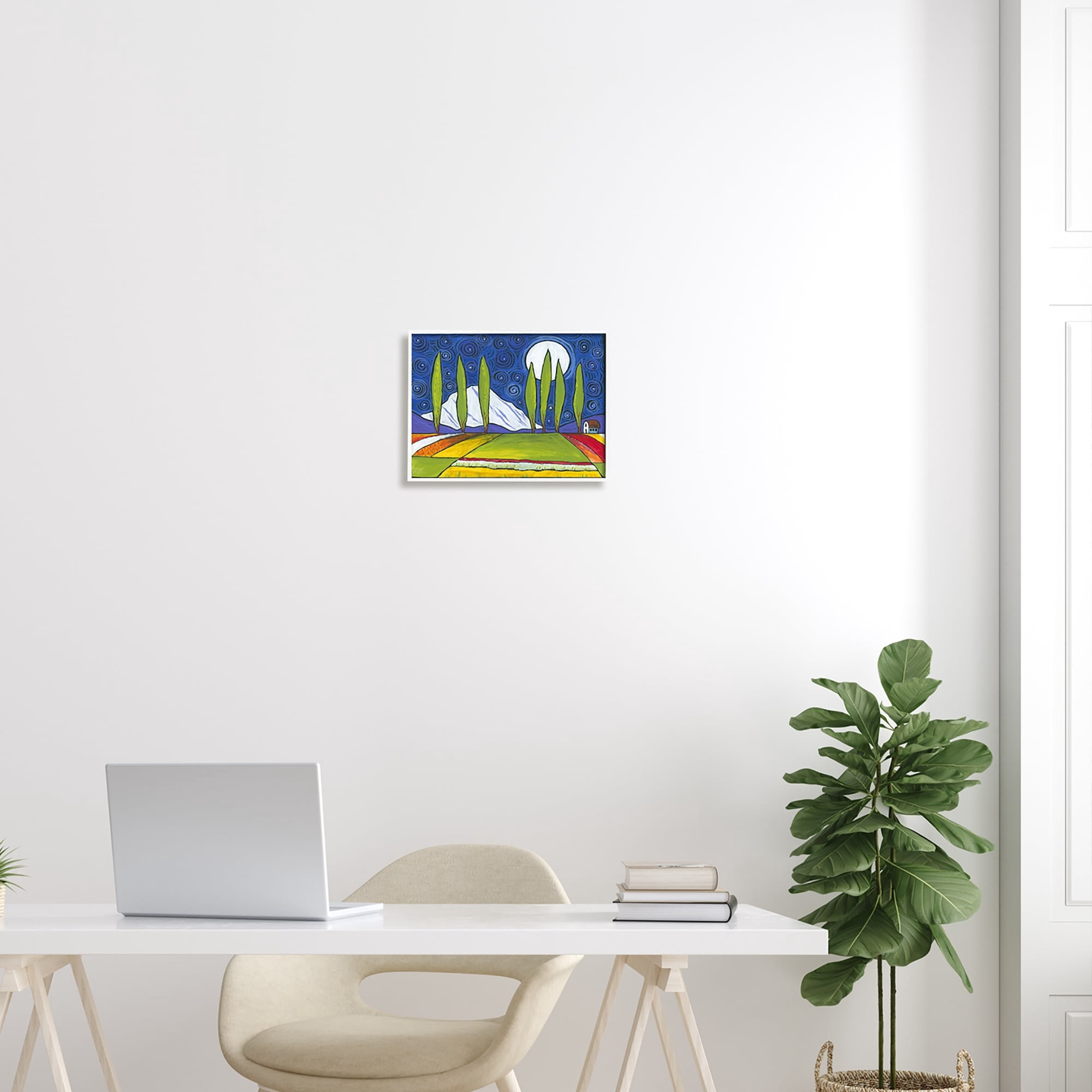 Stupell Industries Modern Farmland Crops Abstract Sky Swirls Pattern Painting White Framed Art Print Wall Art, Design by Ben Mann