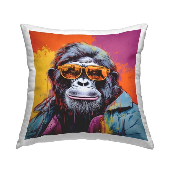 Stupell Industries Modern Fashion Gorilla Decorative Printed Throw Pillow, 18 x 18