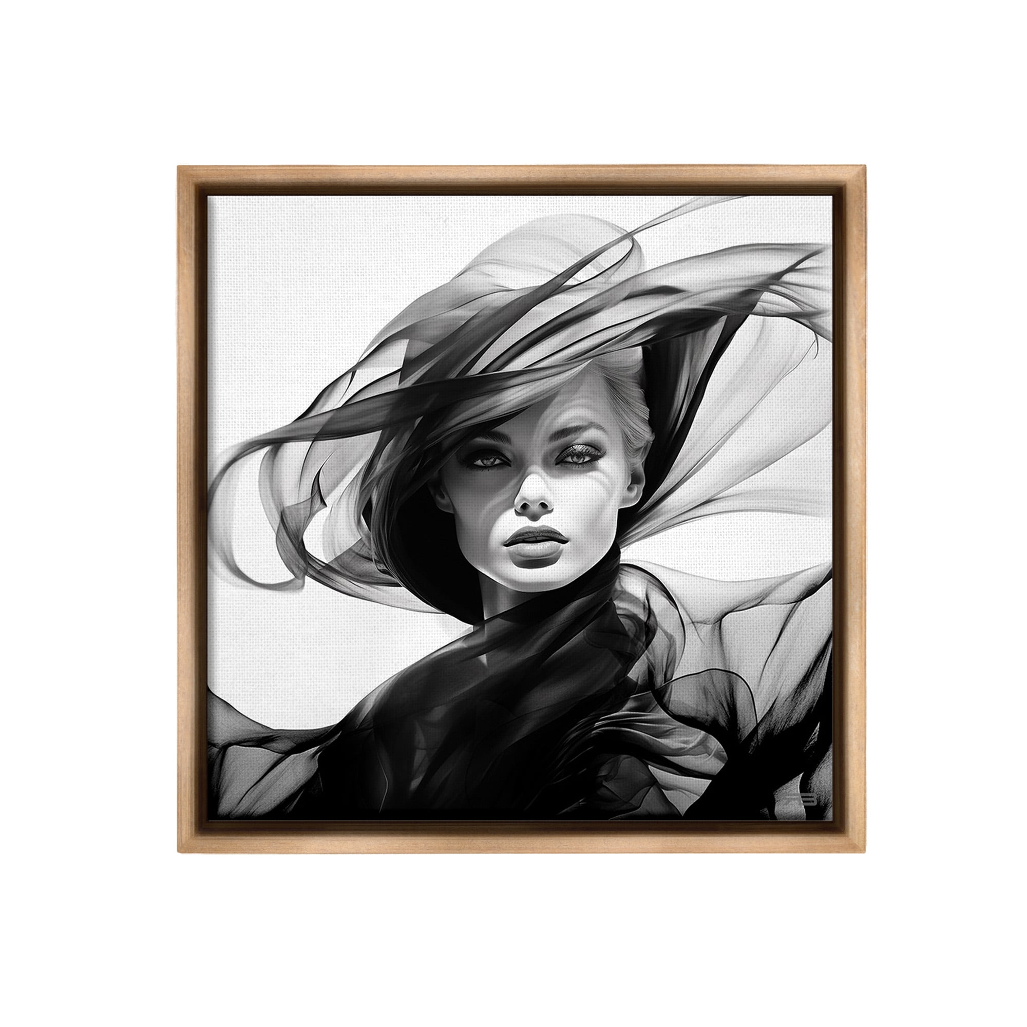 Stupell Industries Modern Fashion Portrait Abstract Painting Brown Floater Framed Canvas Art Print Wall Art, 18 x 18