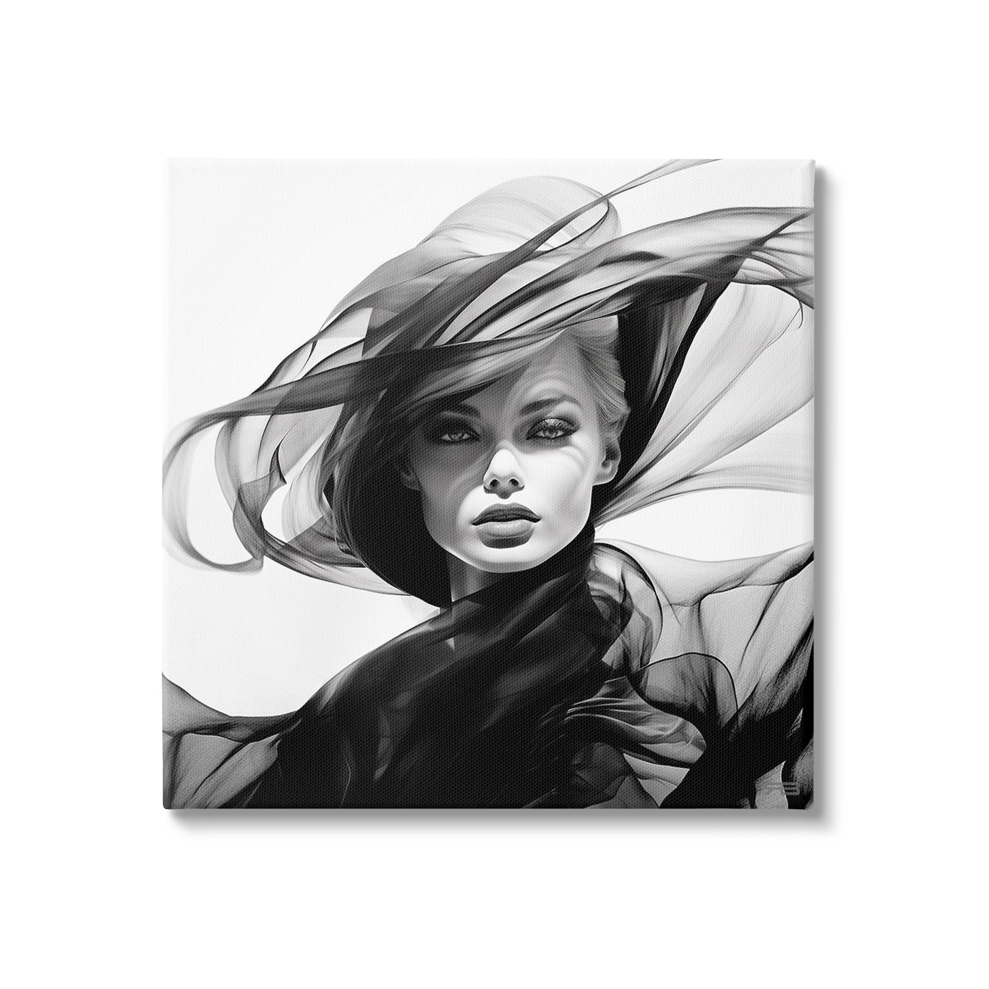 Stupell Industries Modern Fashion Portrait Abstract Painting Gallery Wrapped Canvas Art Print Wall Art, 30 x 30